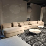 Curved Modular Sofa with Rounded Silhouette & Premium Matte Leather Upholstery